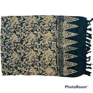 Batik Rayon Scarf with Fringe, 20” x 60”, 100% Rayon, NWT